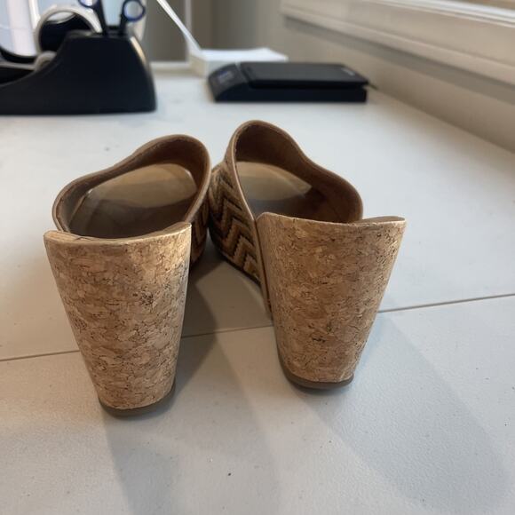 Blowfish Malibu Slip On Sandals sz 7 M Cork Wedge Slide Brown Raffia Natural - Picture 5 of 10